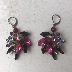 vintage antique crystal rhinestone dangle earrings